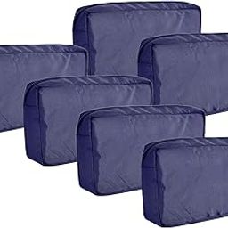Polyester,PVC Travel Organizer Gadget Case | Electronic Accessories Storage Pouch for Power Adapters, Power Bank, Cables, Dongle, Pen Drives, Laptop Charger Pouch (Blue) Pack of 6-18
