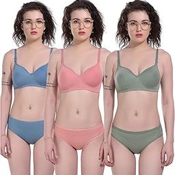 Comfortable Women's Non Padded Bra and Panty Set for Everyday Wear, Pink-picture-48