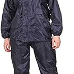 Women's Waterproof Raincoat, Super Soft Durable Bikers Rain Jacket and Pant with Adjustable Hood (Black)-image-13