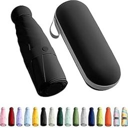 PRITEX Mini Pouch Capsule Umbrella with Case (Manual Open) Compact Travelling Umbrella, Polyester & UV Protection Fabric for Summer (Black)-image-75