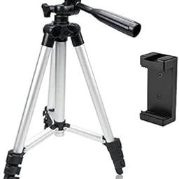 Height and Angle Adjustable Tripod Stand Holder for Mobile Phones & Camera, Aluminum Travel Tripod for Smart Phones/Android/iPhone Minimum Height 13" to Maximum-17