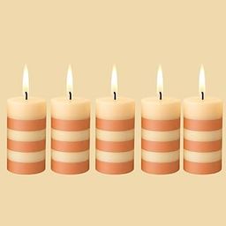 Striped Soy Wax Pillar Candle – 250g, 2.5 Inch Height – 25 Hour Burn Time – Handcrafted Decorative Candle (Red & White)-image-53