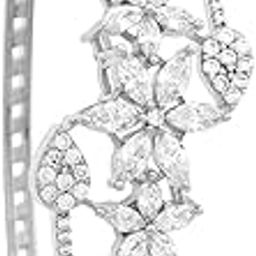 Fashion Jewellery White Rodium Polished Zircon Kada With Locking System |Best For Gifting, Bride, Bridemaids & Special Occasion | Zircon Kada For Women - 431934-21