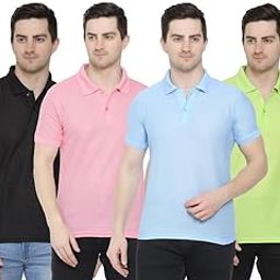 Poly-Cotton(Mattey) Fabric Polo Collar T-Shirts for Men, Casual wear - Combo of 4-image-25