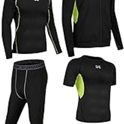 CALANDIS™ 5 Pcs/Set Men's Tracksuit Green XL | Coats & Jackets | Mens Clothing-image-33