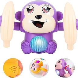 Gooyo GY-2020 Battery Operated Voice Control Monkey Toy with Musical,Dancing,Spinning,Rolling and Sensor Feature for Gifts/Kids/Babies/Boys/Girls|Purple Color, Power Source:3xAAA Battery(Not Included)-0