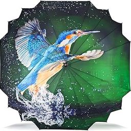 Maple Leaf – Kingfisher Art Umbrella | 16-Rib Premium Handmade Umbrella | Auto Open, Classic Wooden Handle, Full-Length Coverage-image-57