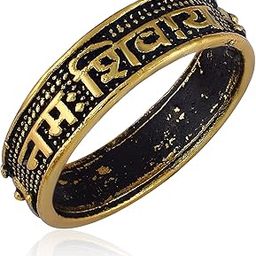 Antique Gold Metal Om Namah Shivay Religious Occasions Finger Ring for Men Women-image-78