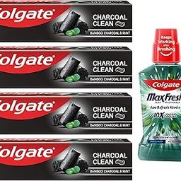 Colgate Charcoal Clean Black Gel Toothpaste, Pack of 480g (120g X 4) & Colgate Plax Fresh Mint Mouthwash, 0% Alcohol - 500 ml-image-83