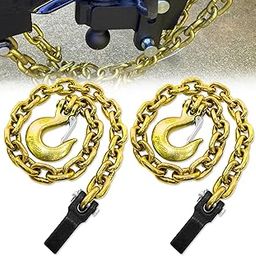 FITHOIST G80 Trailer Safety Chain 36 Inch | Tow Chain with 3/8’’ Clevis Snap Hook & Chain Retainer | 2-Pack Heavy Duty Chain WLL 25,000 lbs for Towing-picture-18