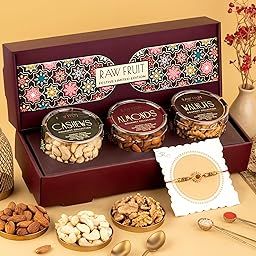 HyperFoods® Dry Fruits Gift Hamper Rakhi For Brother Raksha Bandhan Gift Hamper Pack of 3 Dryfruits Cashews Almonds Walnuts 350 Grams Dryfruits Combo Rudraksha Rakhi with Roli & Rice-image-72