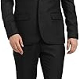 Men Poly Viscose Notch Lapel Collar Tailored Fit Black 2 Piece Party Suits-picture-43