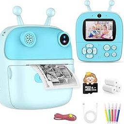 Kids Camera Instant Print,Digital Camera Toys for Boys and Girls,Dual-Lens 1080P HD Video Toddler Travel Selfiel Camera,Christmas Birthday Gifts for Kids Age 3 4 5 6 7 8 9 10 Years Old (Blue)-image-66