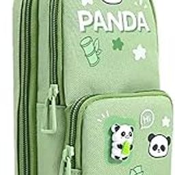 Royals hub Pencil Case 6 Layer with 3 Compartment Cute Aesthetic Pencil Case for Boys & Girls Large Capacity Smooth Zipper Multifunctional Stationery Organizer for School Office (Green Panda)-image-34