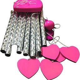 GJ Heart Wind Chime for Home Decoration with Sound, Standard, Metal, Pink Color-image-64