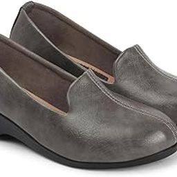 Women's Wedge Heel Formal Shoes, Comfortable Slip-On Loafers Moccasins & Bellies Without Laces-image-89