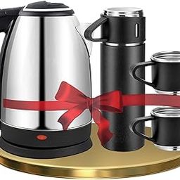 RFV1 3-in-1 Premium Gift Set: Electric Kettle 1.8L + Thermo Vacuum Flask (500ML) + 3 Coffee Mugs - Stainless Steel, Insulated for Hot and Cold Drinks - Ideal for Travel, Home Use, and Diwali Gifting-8