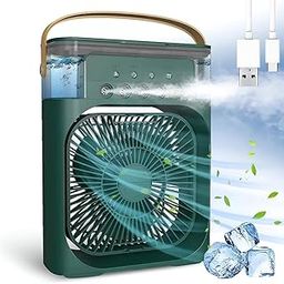 NAPP MALL Mini Air Cooler with 1/2/3 H Timer 3 Wind Speed 7 Colors LED Type C USB Interface 3 Mist Spray Mode Portable 2A Personal Conditioner Fan Artic Cooling for Home Office (1Pc, Random)-picture-6