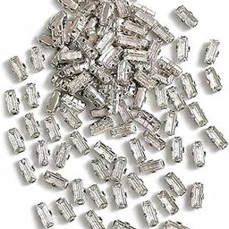 EmbroideryMaterial Sew on Crystal Glass Stones/Rhinestone for Craft, Embroidery, Jewellery Making, Dresses, Embellishments, Bracelet Making (3 * 7MM, Rectangle Shape, Silver, 144 Pieces)-image-88