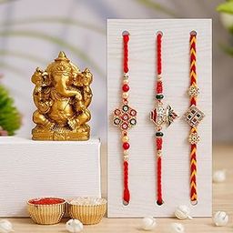 Webelkart Premium Combo Of 3 Rakhi With 1 Ganesha Idol For Home And Car dashborad | Rakhi For Bhaiya bhabhi And Kids Rakhi | Sister Rakhi Best Wishes Card-image-60