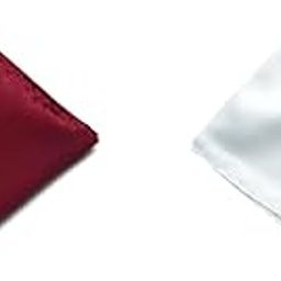 Men's Pocket Square Set – Maroon & White (Pack of 2) | 10x10 inch Satin Handkerchief for Sherwani, Suit, Blazer, Tuxedo-picture-45
