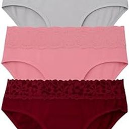 Lady Rest Women’s Cotton Hipster Panty Pack of 3 (Pink, Grey, Maroon) | Soft Lace Waist | Mid Rise | Seamless Full Coverage Underwear-PT-image-8