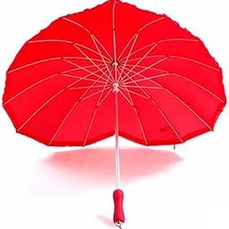 Selling Uniqness UNIq Heart-Shaped Design Windproof and Anti-UV Durable Rain and Sun Umbrella (Red)-image-6