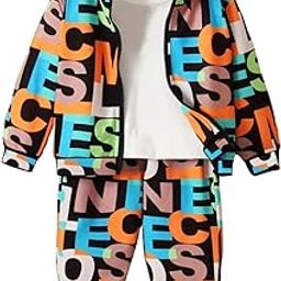 MAFIA OX Trendy All-Over Alphabet Letters Printed Multi-Color Hoodie Sweatshirt with Jogger Track Pant Baby Boys Clothing Set-image-65