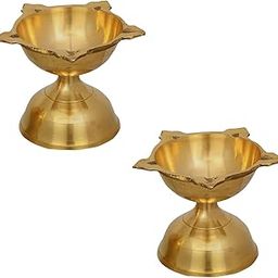 Yamkay Traditional Brass Fancy Five Face Diya Pooja Oil Lamp for Home and Office Decoration | Handcrafted Brass Diya for Religious Ceremonies,Festivals,Pooja | Multi-Faced Oil Lamp | Pack of 2-image-25