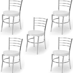 RATISON Office Visitor, Home, Restaurant Steel Dining Chair Multipurpose with a Leather Cushion Steel Chrome Chair with Ring (Grey, 5)-image-52