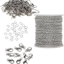 Combo of Link Extension Necklace Anchor Chain & Jump Ring for Jewelry Making, Silver 3mm Length 5 Mtr & 20 Lobster, Standard, Metal-picture-21