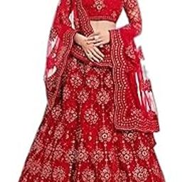 ZAALIMA FASHION Clothing Women's Net Embroidered Semi-Stitched Bridal New Lehenga Choli with Dupatta-47
