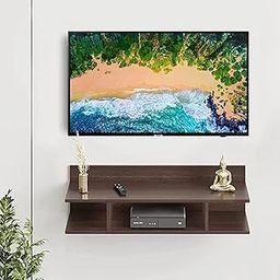 Timber Trove Wooden TV Cabinet Wall Shelves | Set Top Box Stand | TV Stand Wall Shelf for Living Room | Stylish Hanging Rack Organizer Home Decor Furniture (Colour- Brown)-image-39