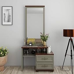 Spacewood Dressing Table | Sahara | 3 Year Warranty |2 Drawer, Vanity Table for Bedroom, Living Room, and Home| Engineered Wood | Stone Grey Modern Ash-14