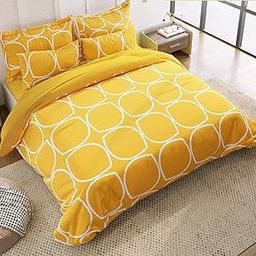 Ab Home Decor 160TC Soft Glace Cotton Blocks Duvet/Razai/Quilt Cover for Double Bed King Size with Zipper (Orange , 90x100 inch)-image-103