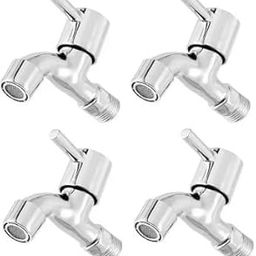 Spazio Stainless Steel Turbo Collection Bib Cock Tap for Bathroom, Kitchen (Pack of 4) Foam Flow Water with Wall Flange, Chrome Plated,Brass Disc Bib Tap Faucet (Wall Mount Installation Type)-picture-30