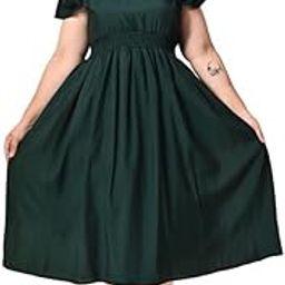 Plus Size Bottle Green Smocked Dress | Plus Size Dress for Women-image-24