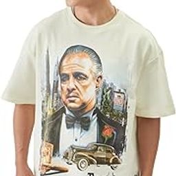 Official The Godfather: The Don Men and Boys Short Sleeve Round Neck White Graphic Printed Cotton Oversized Fit T-Shirts-image-21