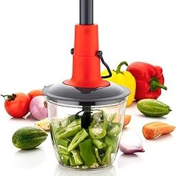 Well Fortify 2-in-1 Hand Press Push Chopper | Manual Chopper with 4 Ultra-Sharp Stainless Steel Blades for Effortless Vegetable and Fruit Cutting | 500ML Capacity Elegant Red Finish-12
