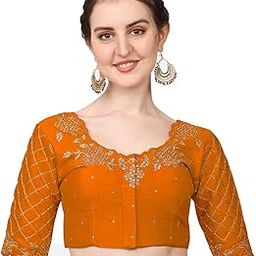 women's embroidery handwork, rough cut work stone work readymade blouse-image-57