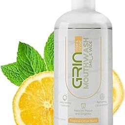 GRIN 300Ml Tropical Citrus Burst (Lemon) Flavour Complete Protection, Anti-Bacterial Mouthwash | All In One Liquid Rinse & Rinse Alcohol-Free for Reduces Plaque and Gingivitis, Sensitivity Protection, Antioxidant Strong Teeth and Long Lasting Freshness-image-7