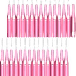 30Pcs Interdental Brush Toothpick Dental Hygiene Brush Retractable Pink 0.6Mm-0