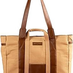 Women's Tote Bag | Multicompartment Canvas Handbag with Zip closure | Handcrafted Ladies Shoulder Purse for Office | Sturdy Double Handles| Padded Laptop space For Upto 15" - White-image-8