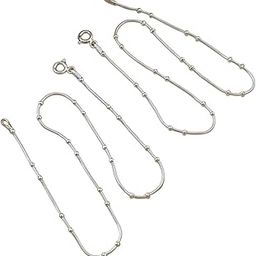 925 Sterling Silver Chain Anklet for Women, Beaded Design, Set of 2-image-104