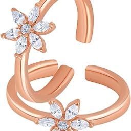 Openable Cubic Zirconia (CZ) Toe Rings in Pure 92.5 Sterling Silver with Floral Design for Women (TR000201)-9