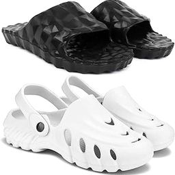 Combo Pack of 2 Slipper/Flip Flops/Slides/Clogs/Sandals with Adjustable Back Strap for Men (Diamond,Cl-100)-12