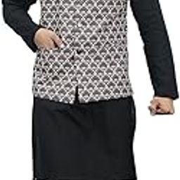 Men Black Kurta Pajama And Black Digital Print Cotton Nehru Jacket-picture-51