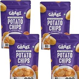 GRABZ Healthy Potato Chips with Garlic | Ancient Solar Dehydration, Air-Cooked, Low Cholesterol | Natural Immunity Booster, Olive Oil | 20g Each (Pack of 4)-image-20