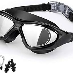 Cable World® Big Frame Competition Swim Goggles with Free Protective Case Pro Anti fog Protection Clear Anti-UV Swimming Goggles with Adjustable Strap-16