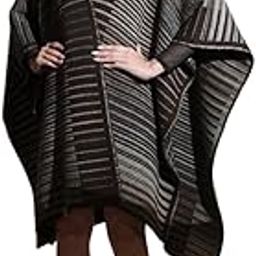 Women Cats Eye Opal Striped Cape (Brown/Cream_Free Size)-image-3